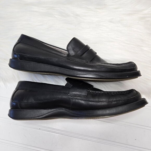 Hush Puppies Loafer Dress Shoes Men's Size 10 Shoreline Black Leather Slip On - Picture 7 of 10